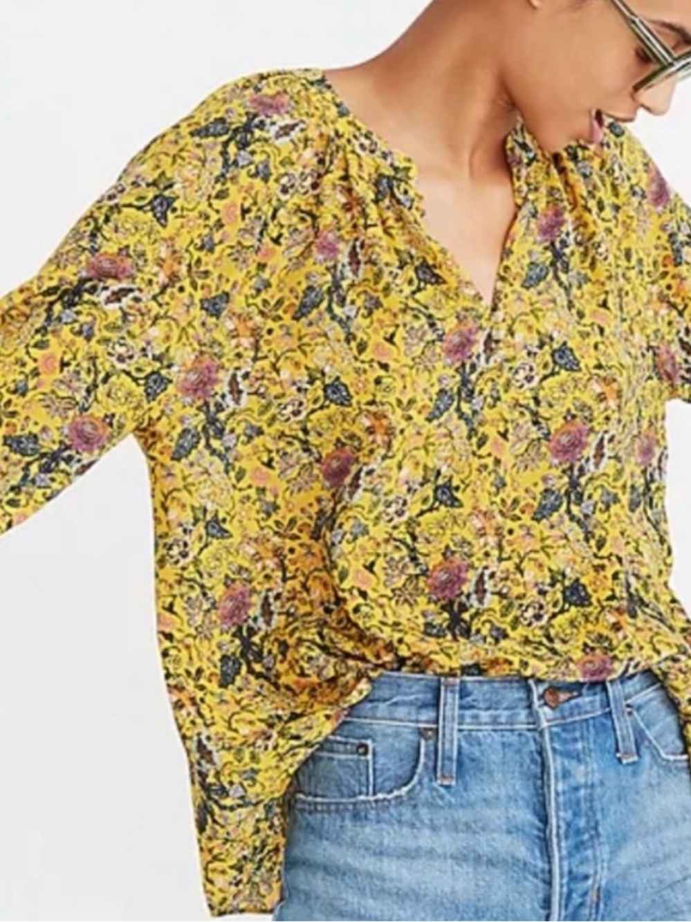 Madewell x Karen Walker 100% Silk Top Floral red orange Blouse - Picture 16 of 16